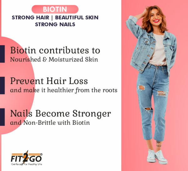 Fit2Go Biotin for Hair Growth and Improves Skin and Nails